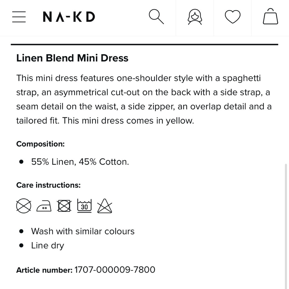NA-KD Linen Yellow Mini Dress | Size 36 (US - Small) - Picture 3 of 16